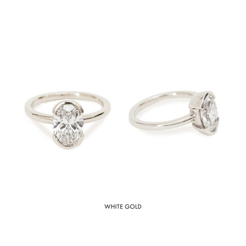Partial Bezel Oval Lab Grown Diamond Ring